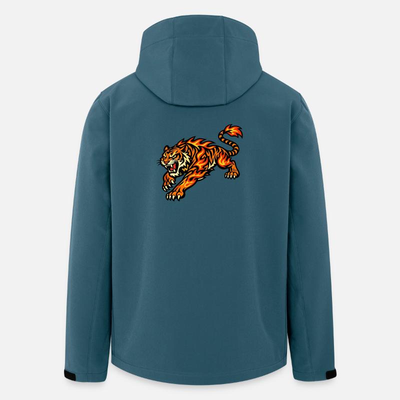 Feuertiger – Tier aus Flammen - Recycelte Männer Softshell-Jacke von Stanley/Stella - Dunkles Petrol