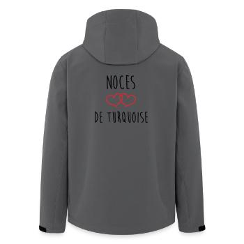 Noces de Turquoise 18 ans de mariage - Veste softshell homme en polyester recyclé Stanley/Stella - bleu pétrole foncé - Dos - AI Model Male 185 light (185cm)