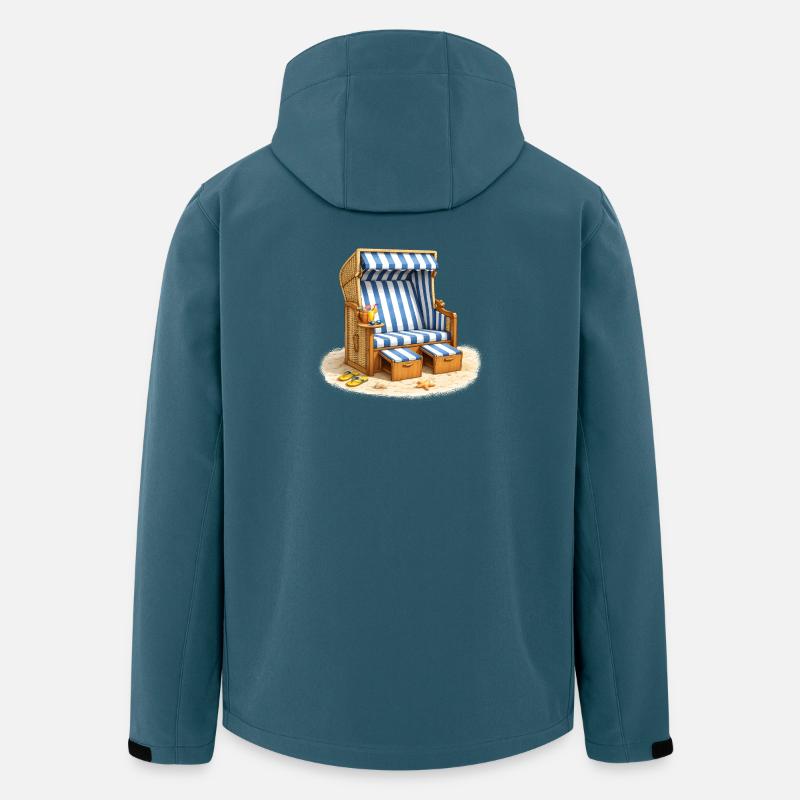 Strandkorb im Sand mit Sommerdrink  - Recycelte Männer Softshell-Jacke von Stanley/Stella - Dunkles Petrol