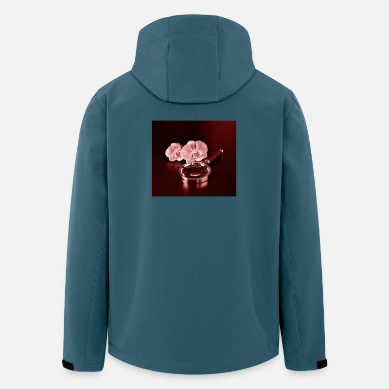 Fleurs d’orchidée et loupe - Veste softshell homme en polyester recyclé Stanley/Stella - bleu pétrole foncé