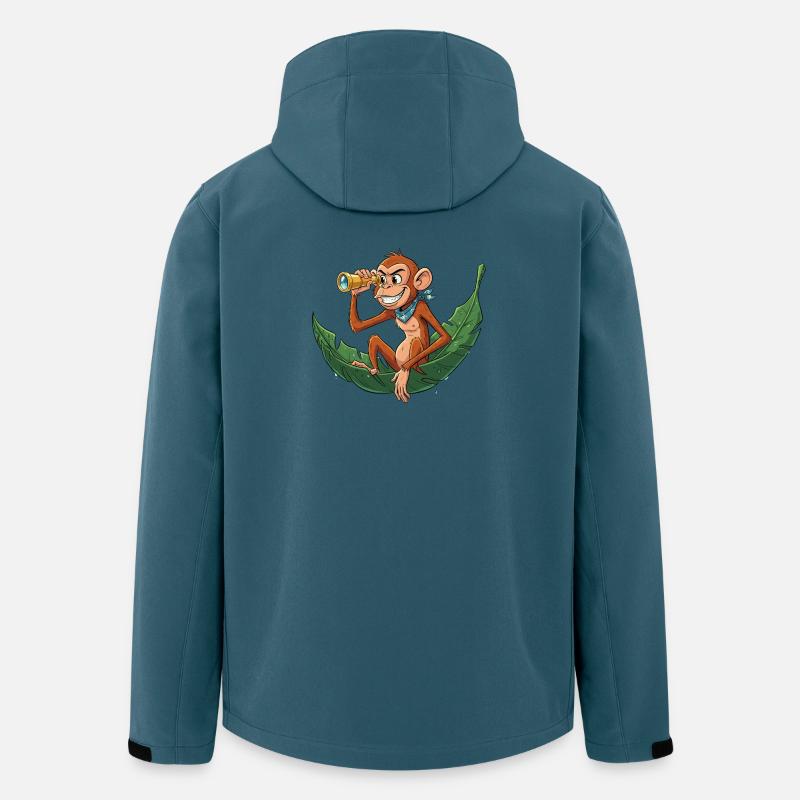Abenteueraffe mit Fernrohr - Recycelte Männer Softshell-Jacke von Stanley/Stella - Dunkles Petrol