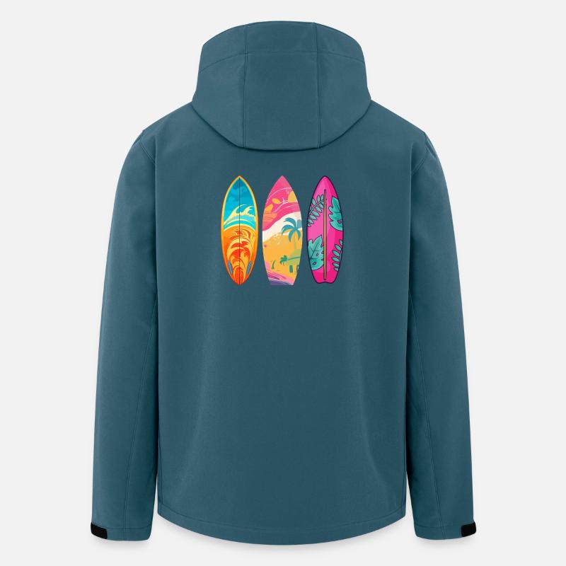 Surf Tropic Buntes Triptychon - Recycelte Männer Softshell-Jacke von Stanley/Stella - Dunkles Petrol