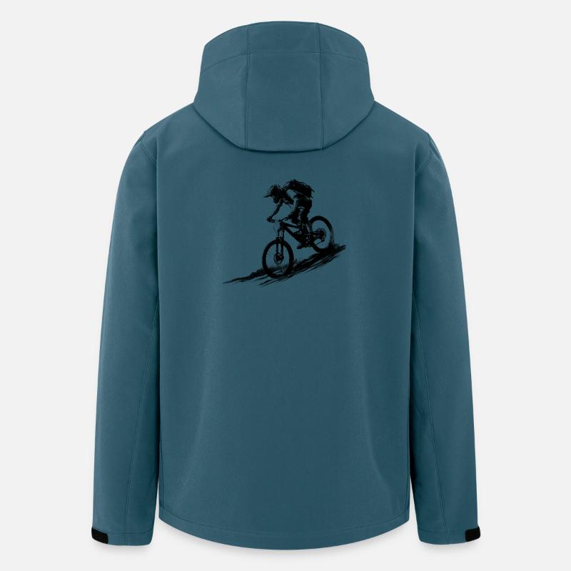 Descente en VTT - Veste softshell homme en polyester recyclé Stanley/Stella - bleu pétrole foncé