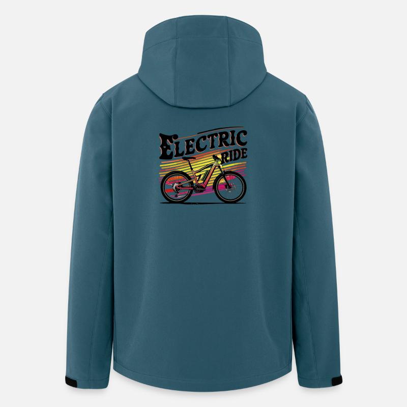 Illustration d’aventure à vélo vibrante - Veste softshell homme en polyester recyclé Stanley/Stella - bleu pétrole foncé