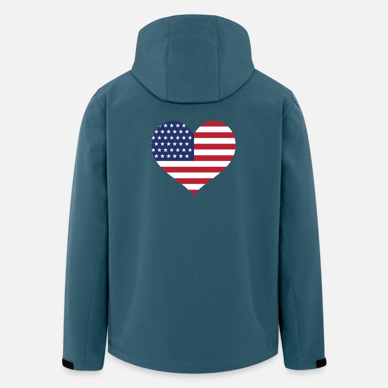 USA Flagge Herz - Recycelte Männer Softshell-Jacke von Stanley/Stella - Dunkles Petrol