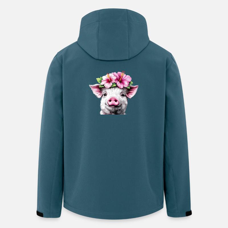 Hibiskuskrone Schwein - Recycelte Männer Softshell-Jacke von Stanley/Stella - Dunkles Petrol