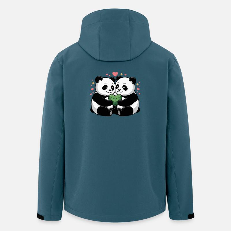 Verliebte Panda-Pärchen - Recycelte Männer Softshell-Jacke von Stanley/Stella - Dunkles Petrol