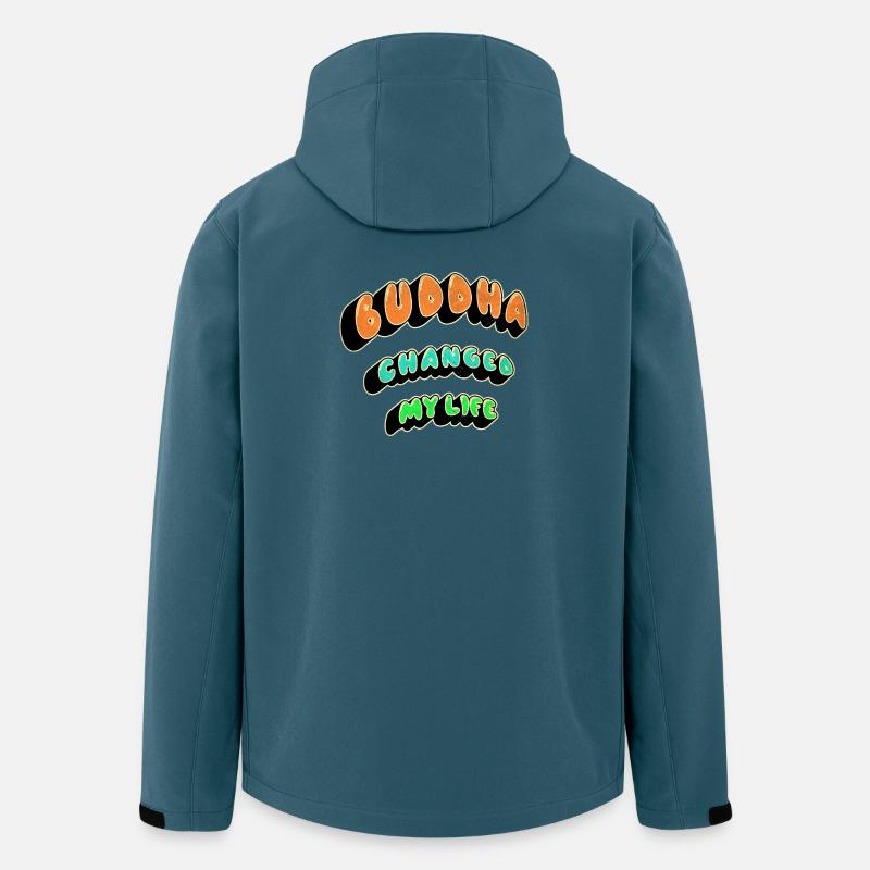 Bouddha a changé ma vie - Veste softshell homme en polyester recyclé Stanley/Stella - bleu pétrole foncé