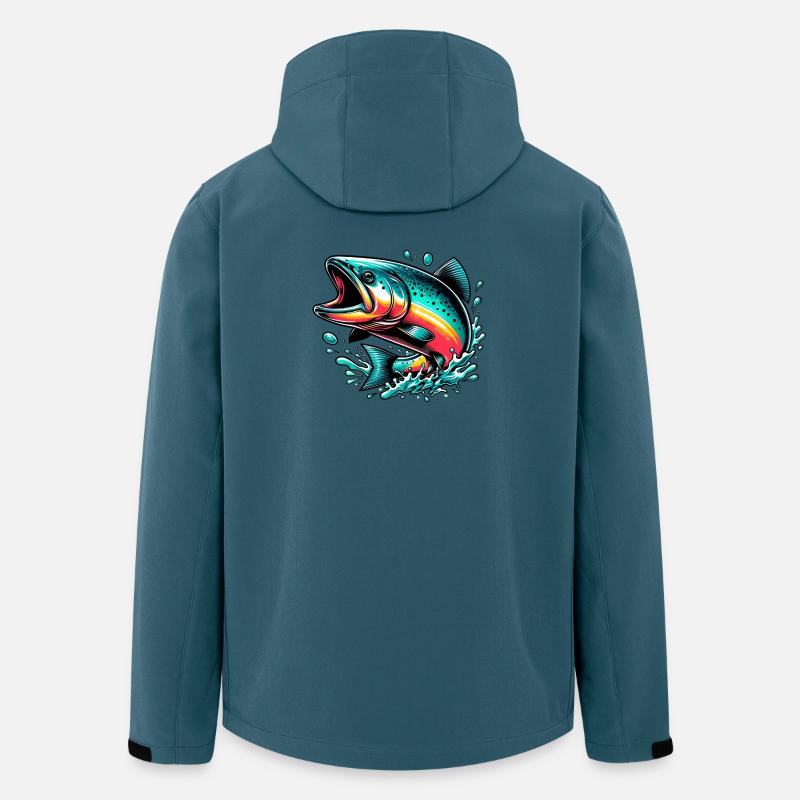 Lachs - Recycelte Männer Softshell-Jacke Discoverer von Stanley/Stella - Dunkles Petrol