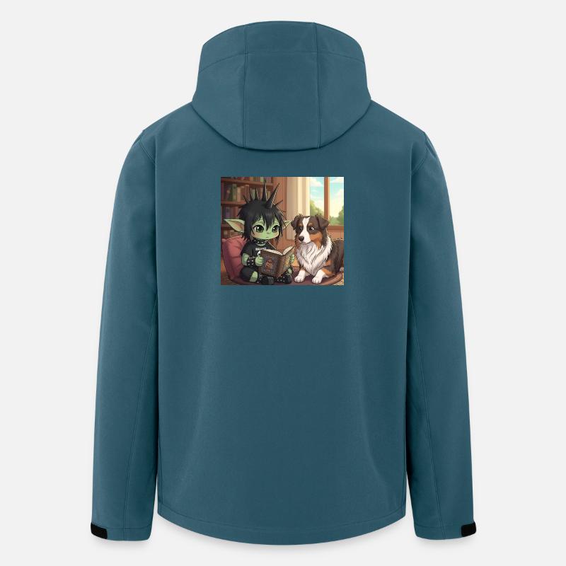 Anime mit Hund im Bücherzimmer - Recycelte Männer Softshell-Jacke von Stanley/Stella - Dunkles Petrol