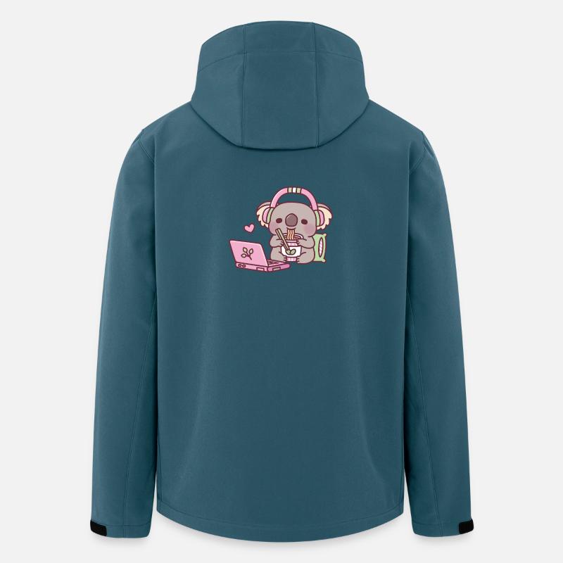 Mignon koala mangeant des nouilles instantanées - Veste softshell homme en polyester recyclé Stanley/Stella - bleu pétrole foncé