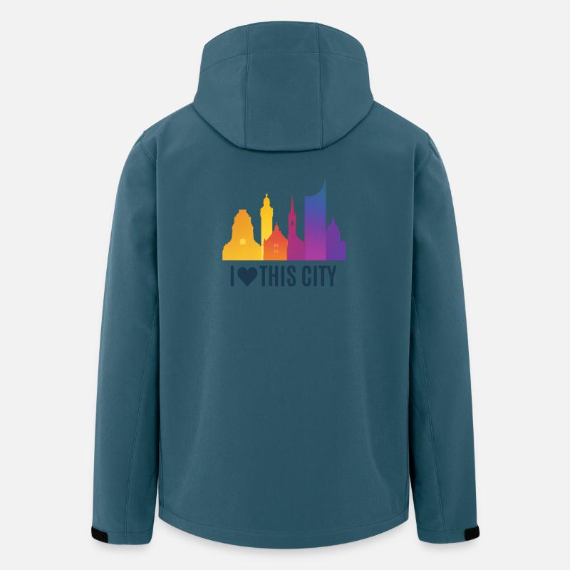 Herzstadt Skyline Gradient - Recycelte Männer Softshell-Jacke von Stanley/Stella - Dunkles Petrol