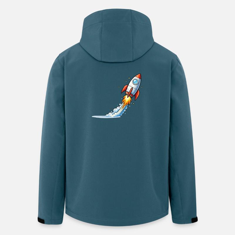 Raketenstart Cartoon-Design - Recycelte Männer Softshell-Jacke von Stanley/Stella - Dunkles Petrol