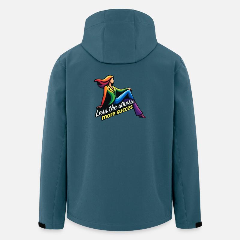 Moins de stress, plus de succès - Veste softshell homme en polyester recyclé Stanley/Stella - bleu pétrole foncé