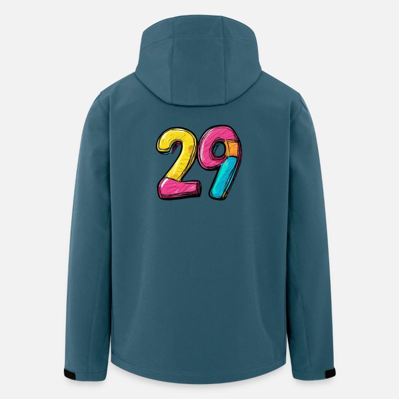 29 Zahl Bunt - Recycelte Männer Softshell-Jacke von Stanley/Stella - Dunkles Petrol