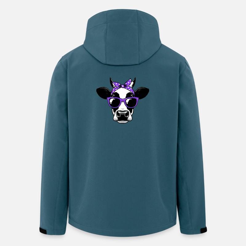 Vache avec lunettes de soleil - Veste softshell homme en polyester recyclé Stanley/Stella - bleu pétrole foncé