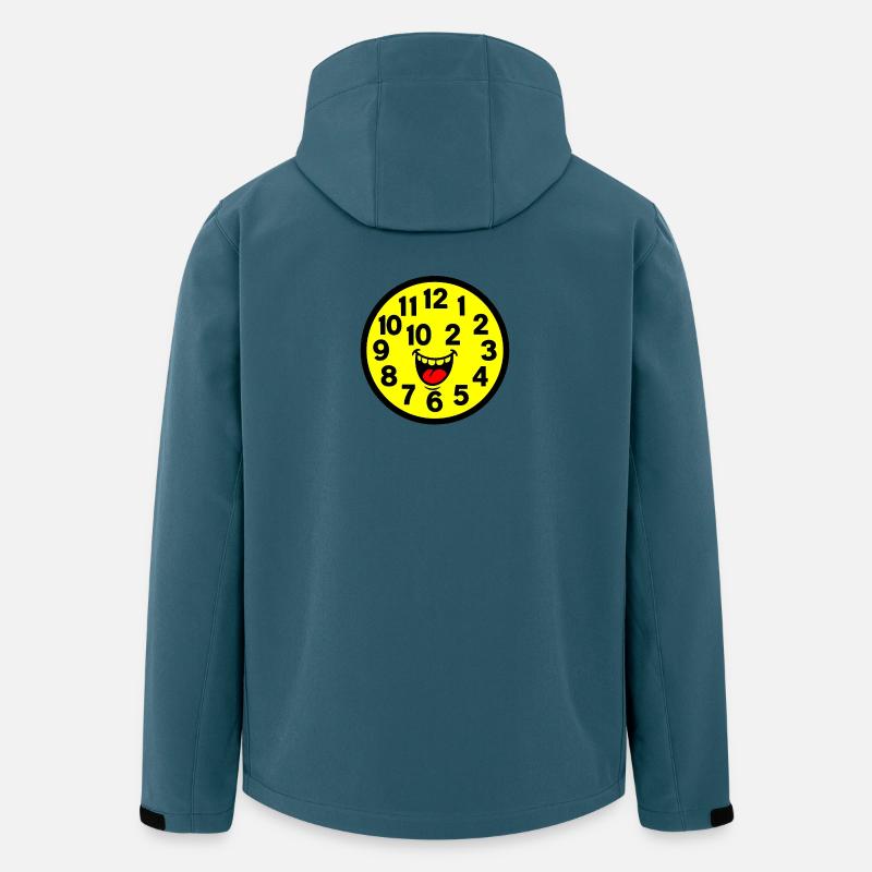 Conception d’horloge parodiée joyeuse - Veste softshell homme en polyester recyclé Stanley/Stella - bleu pétrole foncé