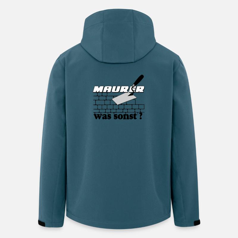 Logo de construction en maçonnerie - Veste softshell homme en polyester recyclé Stanley/Stella - bleu pétrole foncé