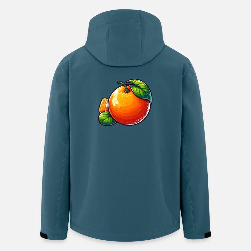 Illustration einer Mandarine mit grünen Blättern - Recycelte Männer Softshell-Jacke von Stanley/Stella - Dunkles Petrol