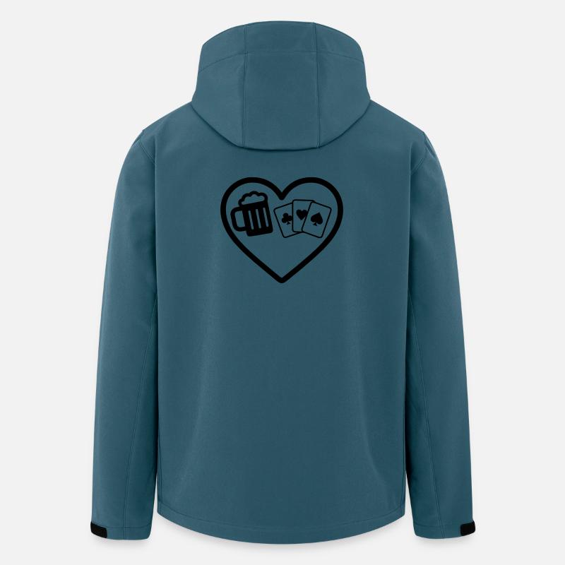 Heart Beer Kartenspiele Humor - Recycelte Männer Softshell-Jacke von Stanley/Stella - Dunkles Petrol