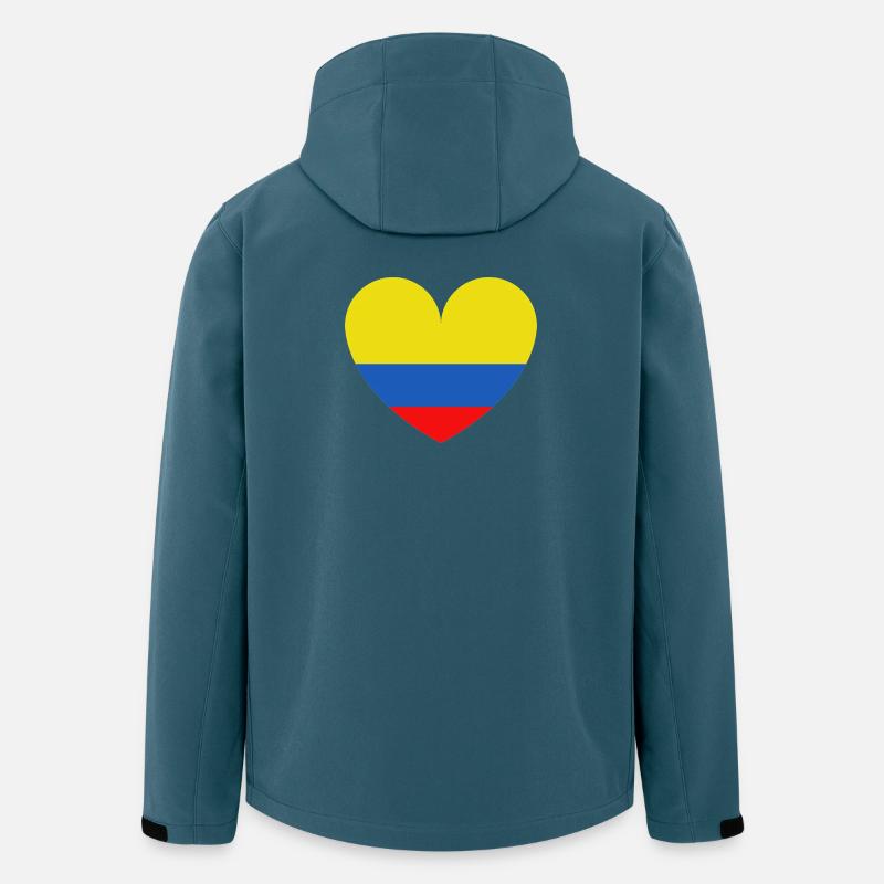 Cœur Drapeau Colombie - Veste softshell homme en polyester recyclé Stanley/Stella - bleu pétrole foncé
