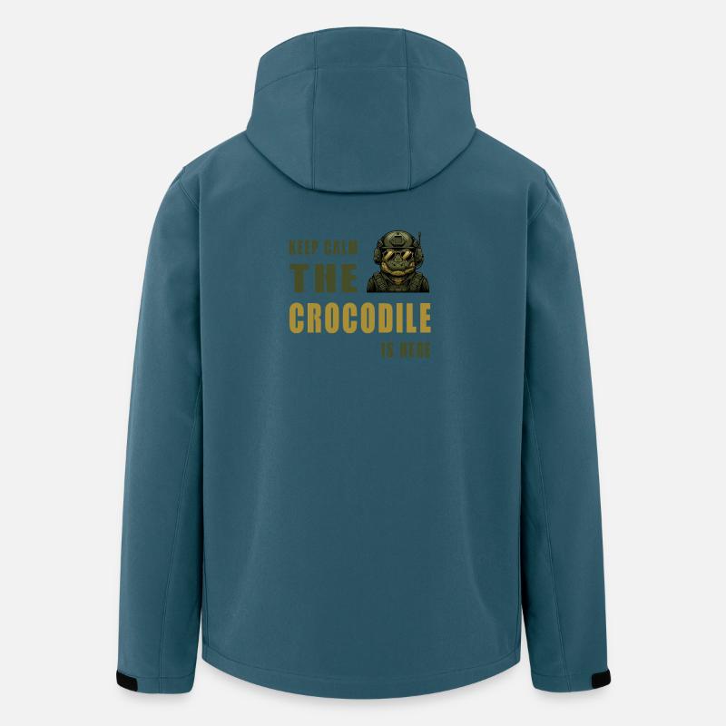 Krokodil im Einsatz – Keep Calm - Recycelte Männer Softshell-Jacke von Stanley/Stella - Dunkles Petrol