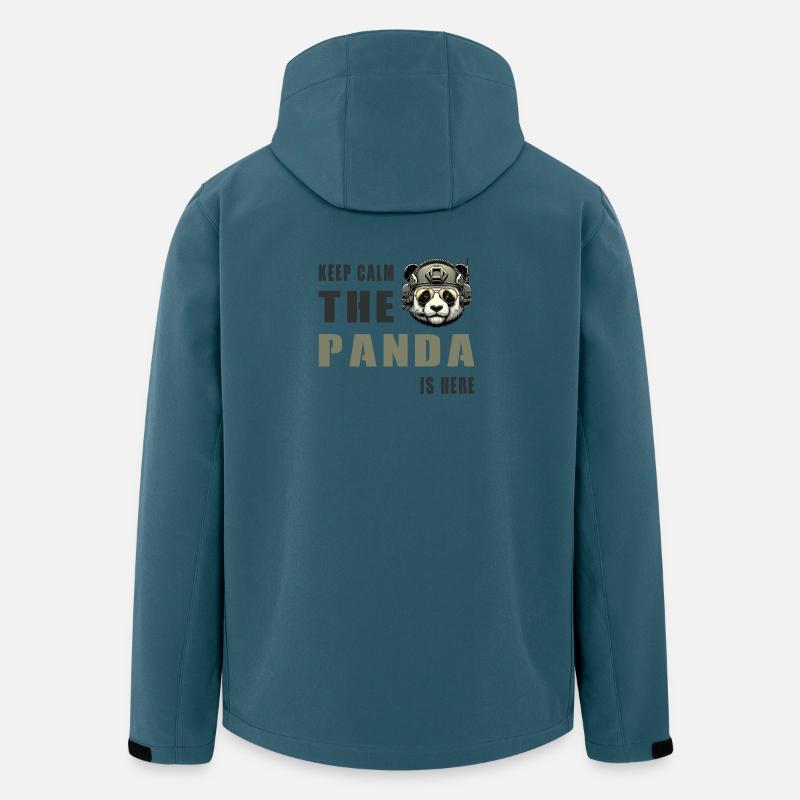 Panda tactique – Restez calme - Veste softshell homme en polyester recyclé Stanley/Stella - bleu pétrole foncé