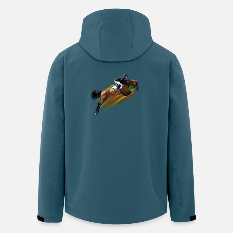 Dynamischer Springreiter auf Galoppritt - Recycelte Männer Softshell-Jacke von Stanley/Stella - Dunkles Petrol