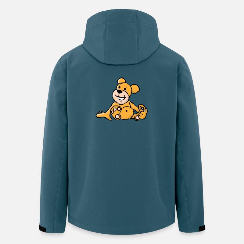 Fröhlicher Cartoon Bär sitzt - Recycelte Männer Softshell-Jacke von Stanley/Stella - Dunkles Petrol