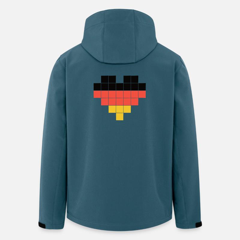 Pixel Herz Deutschland Flagge - Recycelte Männer Softshell-Jacke von Stanley/Stella - Dunkles Petrol