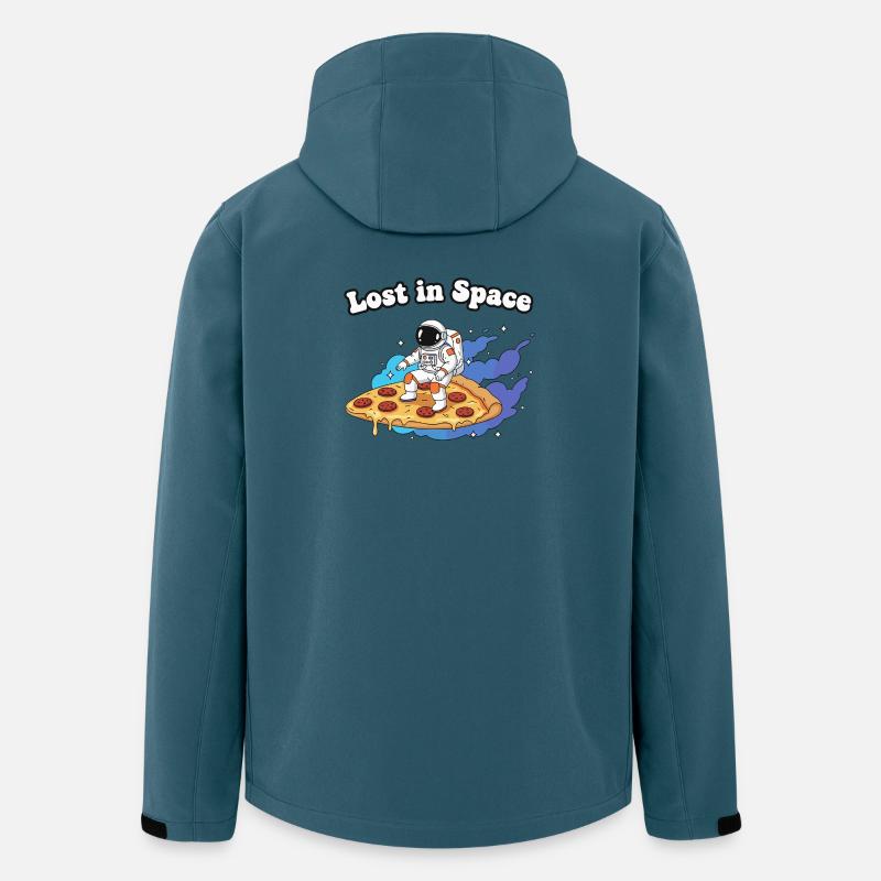 Astronaute sur une pizza dans l’espace - Veste softshell homme en polyester recyclé Stanley/Stella - bleu pétrole foncé