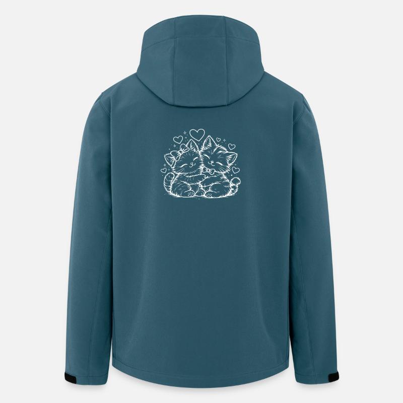 Kuschelkätzchen Herzfreundschaft - Recycelte Männer Softshell-Jacke von Stanley/Stella - Dunkles Petrol