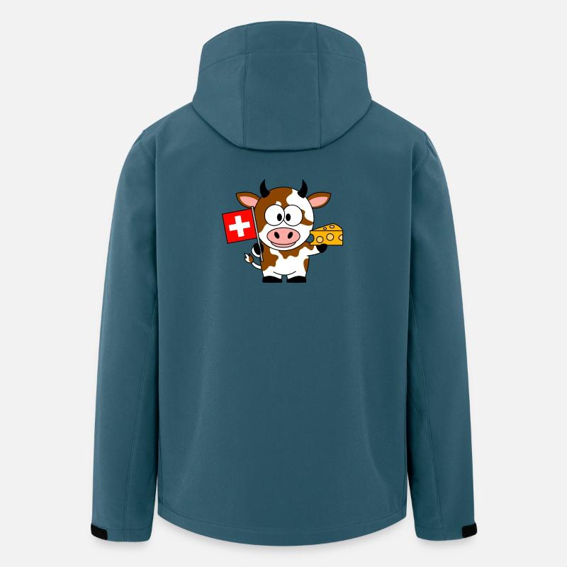 Vache au fromage du drapeau suisse - Veste softshell homme en polyester recyclé Stanley/Stella - bleu pétrole foncé