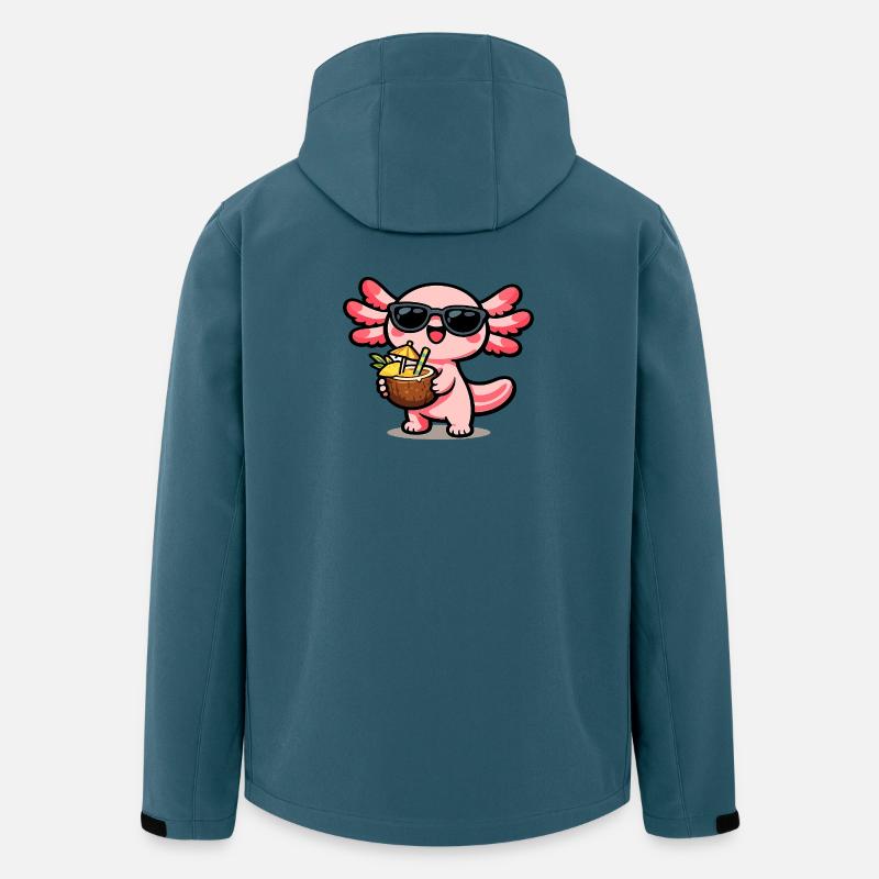 Axolotl Kokos-Kawaii mit Sonnenbrille - Recycelte Männer Softshell-Jacke von Stanley/Stella - Dunkles Petrol