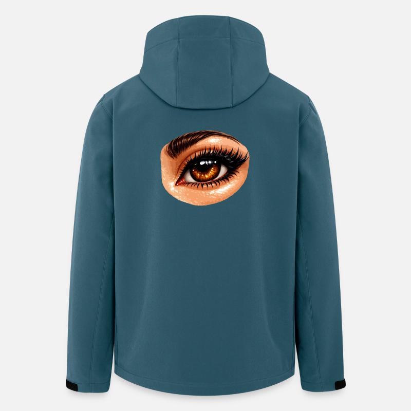 Œil brun flamboyant Gros plan - Veste softshell homme en polyester recyclé Stanley/Stella - bleu pétrole foncé