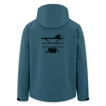 Iron, ironing board and laundry basket, text banner - Men’s Recycled Softshell Jacket by Stanley/Stella - stargazer - Back - AI Model Male 185 light (185cm)