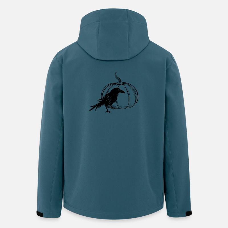 Rabe mit Halloween Kürbis im Herbst - Recycelte Männer Softshell-Jacke von Stanley/Stella - Dunkles Petrol