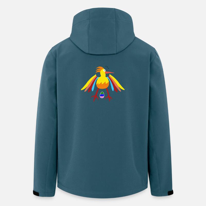 Regenbogengefiederter Vogel mit Ei-Illustration - Recycelte Männer Softshell-Jacke von Stanley/Stella - Dunkles Petrol