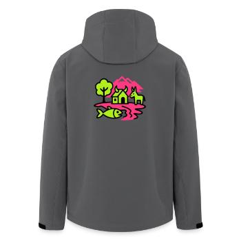 Paysage naïf Pop Art - Veste softshell homme en polyester recyclé Stanley/Stella - bleu pétrole foncé - Dos - AI Model Male 185 light (185cm)