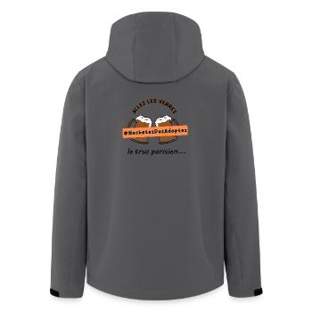 Allez_les_verres_hashtag_adoption_animale - Veste softshell homme en polyester recyclé Stanley/Stella - bleu pétrole foncé - Dos - AI Model Male 185 light (185cm)
