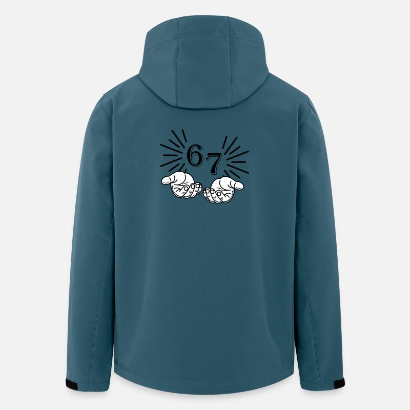 67 Meme Hands, Déclaration Virale Design - Veste softshell homme en polyester recyclé Stanley/Stella - bleu pétrole foncé