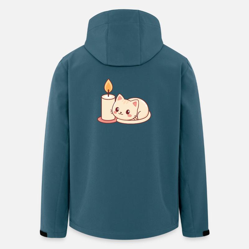 Chat mignon et bougie lumineuse - Veste softshell homme en polyester recyclé Stanley/Stella - bleu pétrole foncé