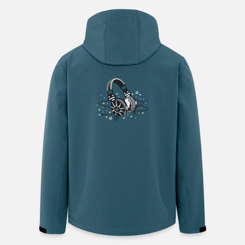 Musik Kopfhörer Design Planet und Sterne - Recycelte Männer Softshell-Jacke von Stanley/Stella - Dunkles Petrol