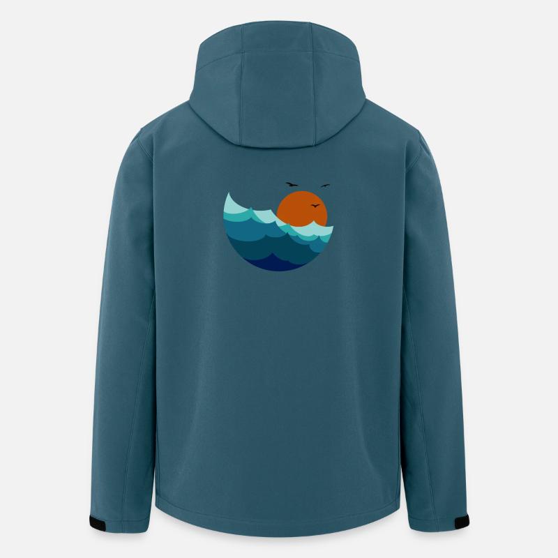 Vagues Coucher de soleil - Veste softshell homme en polyester recyclé Stanley/Stella - bleu pétrole foncé