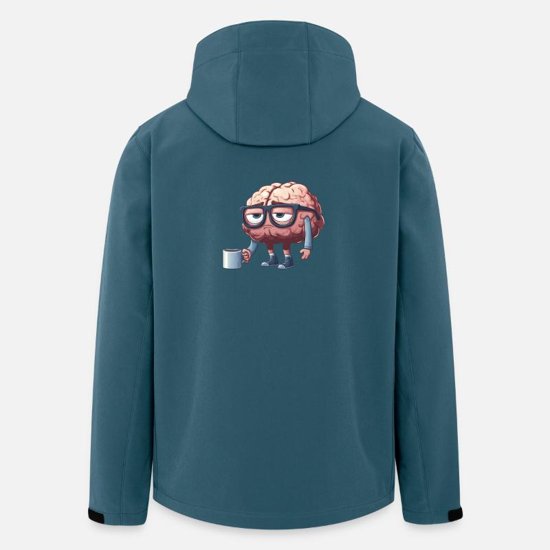 Breloque cérébrale décontractée avec café - Veste softshell homme en polyester recyclé Stanley/Stella - bleu pétrole foncé
