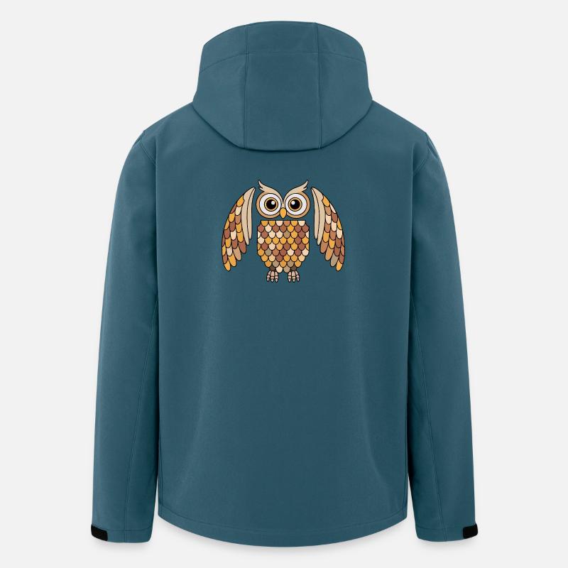 Whimsical Owl with Detailed Feather Pattern - Men’s Recycled Softshell Jacket by Stanley/Stella - stargazer