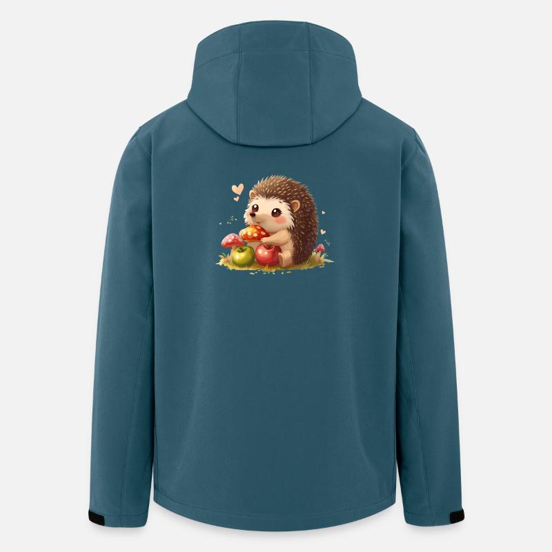 Süßer Igel mit Pilzen und Äpfel - Recycelte Männer Softshell-Jacke von Stanley/Stella - Dunkles Petrol