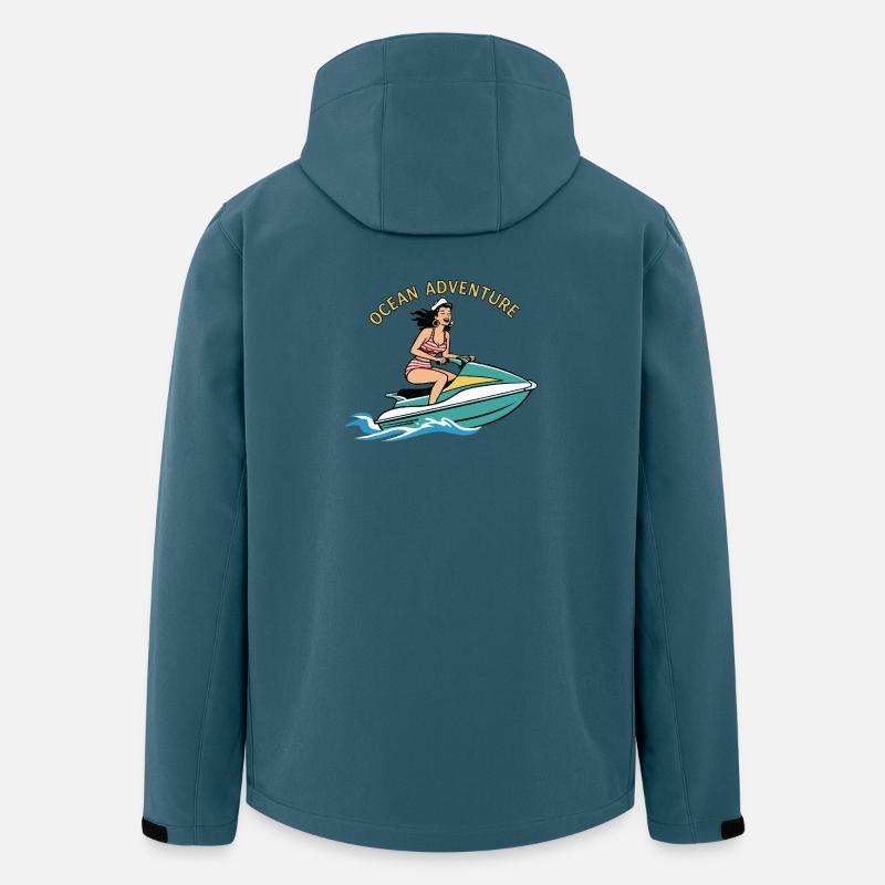 Pin-up-Mädchen auf Jetski - Recycelte Männer Softshell-Jacke von Stanley/Stella - Dunkles Petrol