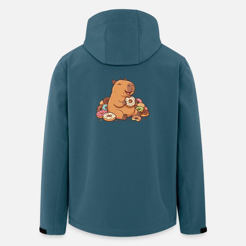 Capybara mit Donuts fröhliches süßes Tiermotiv - Recycelte Männer Softshell-Jacke von Stanley/Stella - Dunkles Petrol