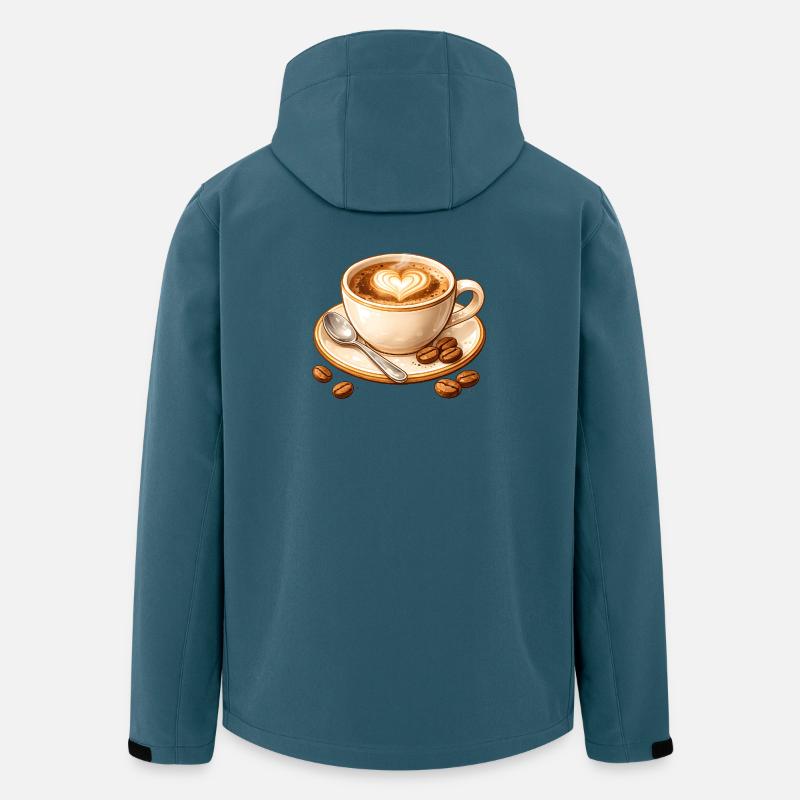 Kaffee Illustration mit Herz  - Recycelte Männer Softshell-Jacke von Stanley/Stella - Dunkles Petrol